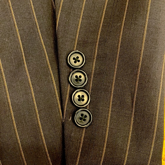 TOMBOLINI MENS WOOL TWO BUTTON SUIT WITH THIN STRIPING AND DOUBLE BACK VENT - Picture 5 of 13